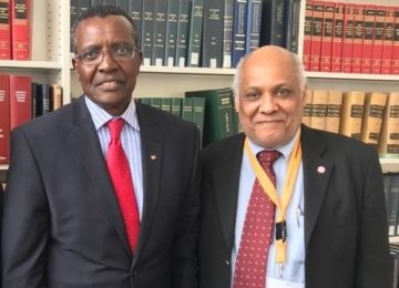 Prof. Issa Baluch with Chief Justice & President of the Supreme Court of Kenya David Kenani Maraga at Harvard Law School, during March 2018 Harvard Africa Development Conference